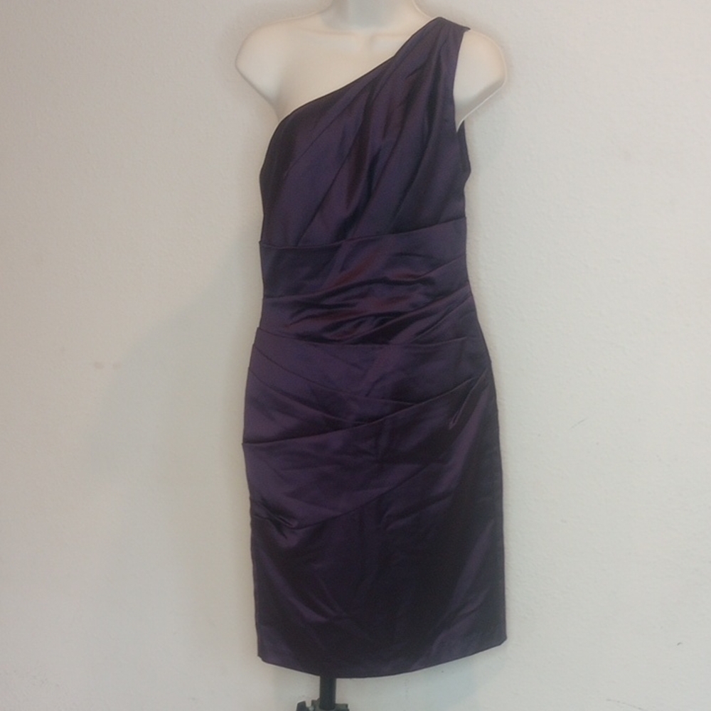 DAVID'S BTIDALEl egant Purple One-Shoulder Dress Sz 8